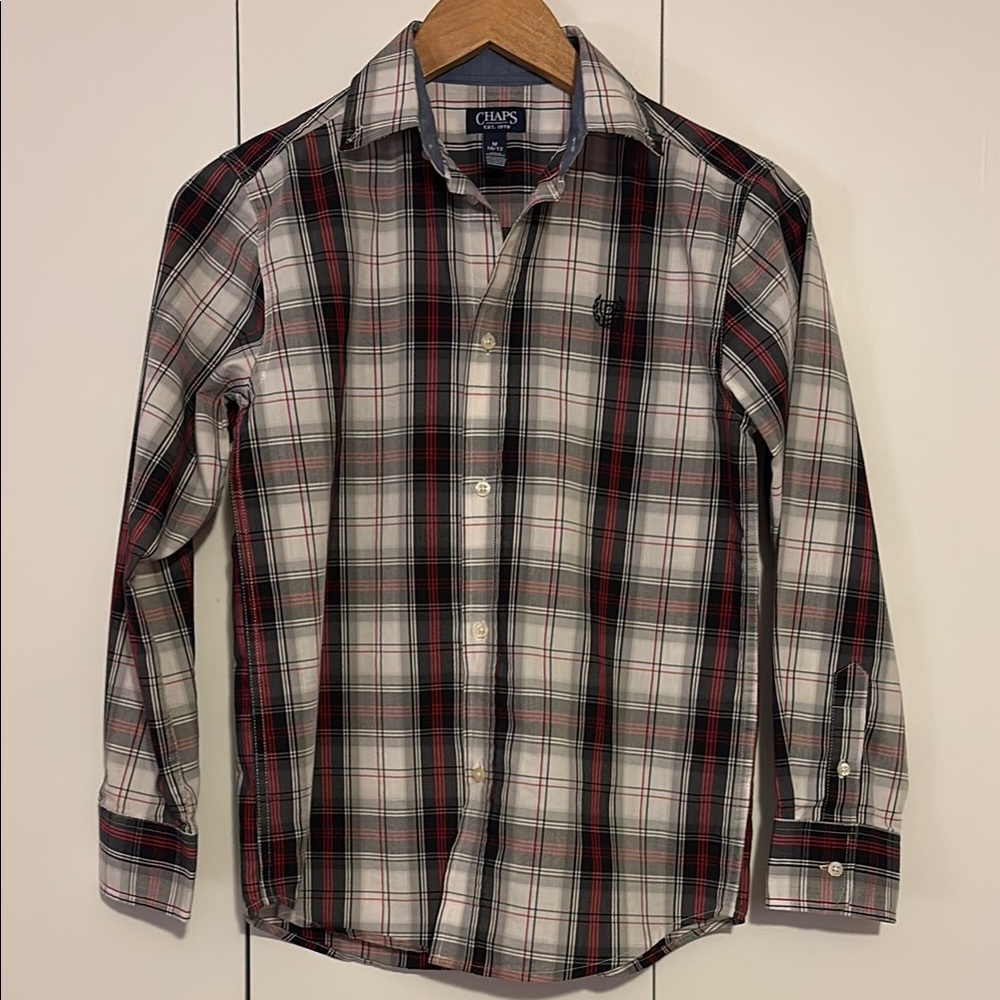 Chaps Red and Black Casual Button Down Shirt